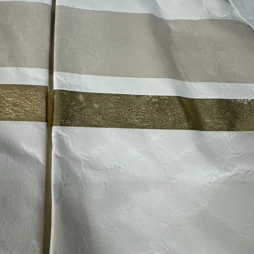Chanel Lambskin Leather Jacket Women's Size 36 Beige & Gold Stripe Detail Zip
